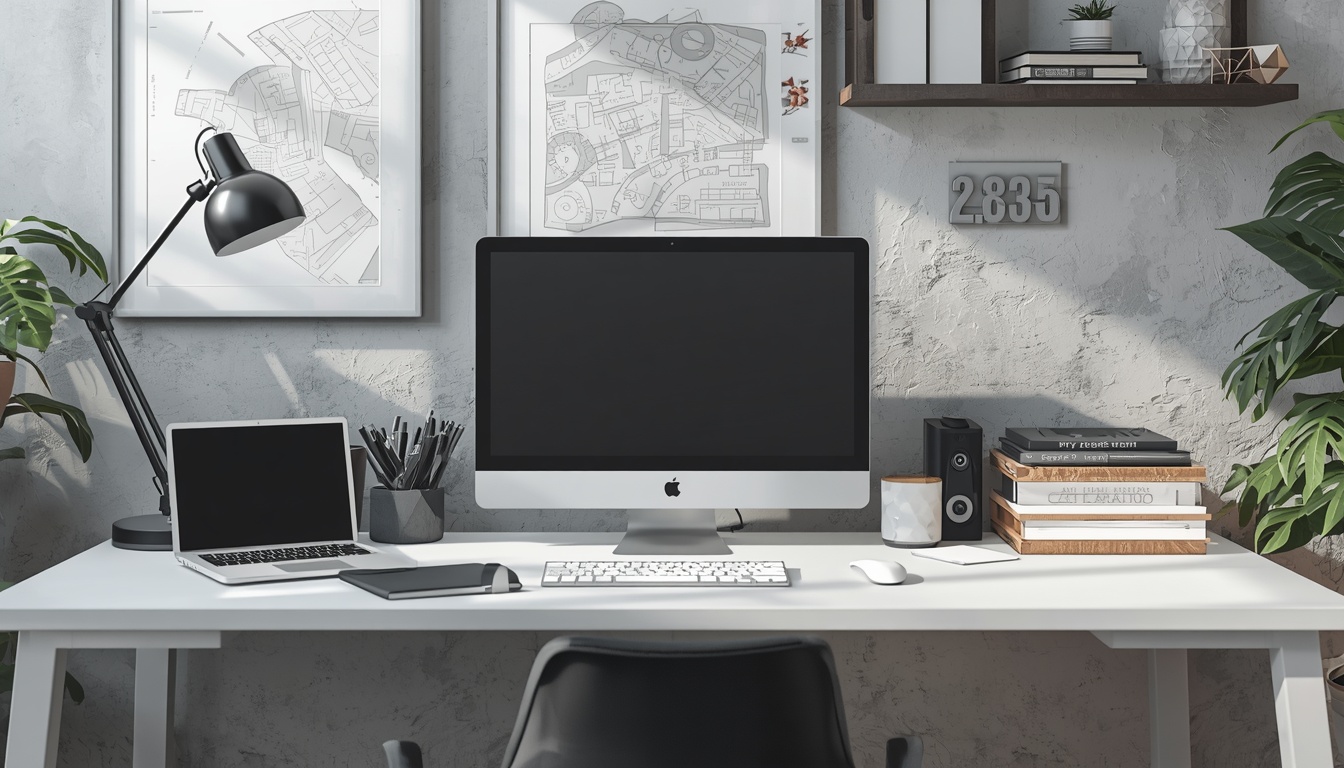 Greenrenew organised desk zone with monitor and clean surfaces